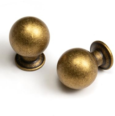 BEILEIOU Antique Brass Cabinet Knobs Classic Vintage Retro Drawer Knobs Kitchen Cupboard Bathroom Dresser Cabinet Hardware Handles Zinc Alloy (2, Antique Brass, Knob)