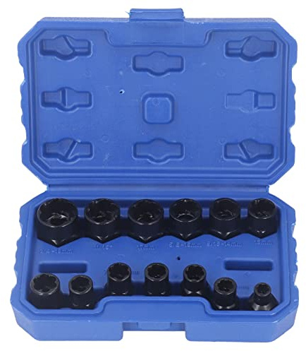 RPJFCPCS Kit d'extracteur de Boulon, kit de 13 pièces pour boulons, Jeu de Douilles pour extracteur d'écrou de Boulon, écrou de Roue dénudé, écrous en Acier au molybdène, vis