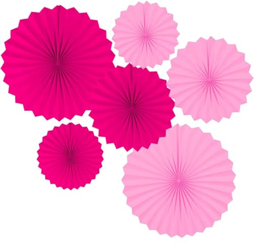 We Moment Zone Rosa Dekofächer, 40.6 cm x 4 & 30.4 cm x 4, Hängende Papierfächer Dekoration, Party Dekoration Set 6er, Hochzeit, Geburtstag, Fasching, Mehrere Anlässe