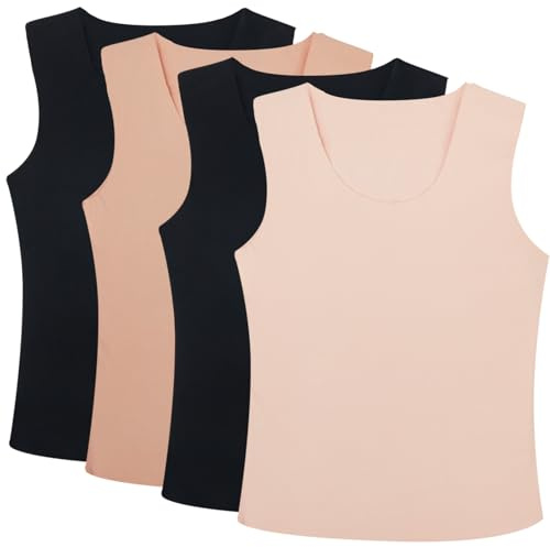 SATINIOR 4 Pcs 2 Pcs Thermal Vests for Women, Small, Black, Nude,Camel