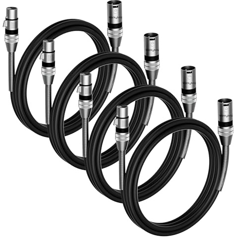 Werkybay 3-polig XLR-kabel 1.5m (4 stycken), kontakt till uttag XLR-adapter, symmetrisk mikrofonkabel förlängningskabel för mikrofon, podcast, scen, studio, högtalare, mixer, förstärkare etc.