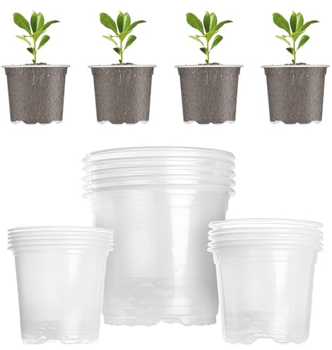 LYIMCHONG 15 x Transparent Orchid Pots, 9/10/13 cm, Transparent Plastic Pots, Orchid Flowerpots, Planters for Seedlings Orchids Plants Cactus