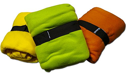 Euroricami Viterbo Set 3 Pezzi Plaid in soffice Pile in Tinta Unita - 130 x 160cm - Verde/Giallo/Arancio