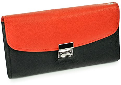 Hamosons - Zweifarbige Profi Kellnerbörse/Kellnergeldbeutel aus Leder, Schwarz mit Orange, Modell 1014