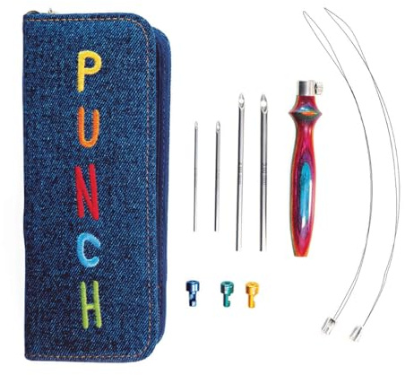 KnitPro - KnitPro Glatt Fertig Beschwingt Holz und Glänzend Metall Punch Nadeln Stickerei Bausatz - 1 Satz, Blau