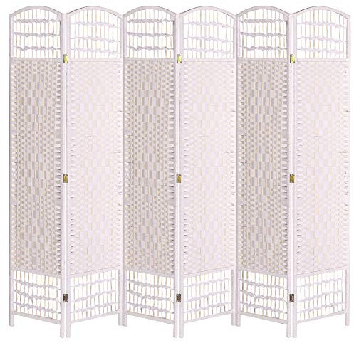 INMOZATA 6 Panel Room Dividers Hand Made Wicker Room Divider Folding Screens and Room Dividers Free Standing Partition Privacy Screen for Bedroom Living Room