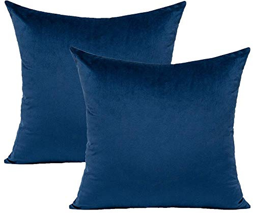 VAKADO Samt-Kissenbezug, quadratisch, dekorativ, für Couch, Sofa, einfarbig, super weich, für Schlafzimmer, Auto, Büro, 60 x 60 cm, marineblau, 2er-Set