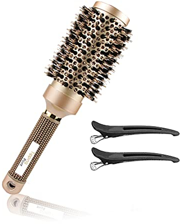 ZWPARTS Brosse Ronde Professionnelle en Céramique Nano Thermique et Ionique pour Coiffage et Séchage des Cheveux (43MM)
