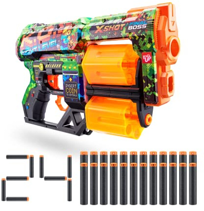 XSHOT Skins Dread, K.O., Foam Dart Blaster (24 Darts) Air Pocket Dart Technology, Major Brand Compatible, Toy Foam Dart Blaster for Kids, Teens, Adults, Frustration Free Packaging