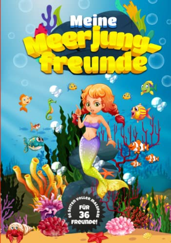 Meine Meerjungfreunde: Ein Erinnerungsalbum zum Ausmalen und Ausfüllen für die besten Freunde in der Schule - schwarz-weiß Edition: Meerjungfrau