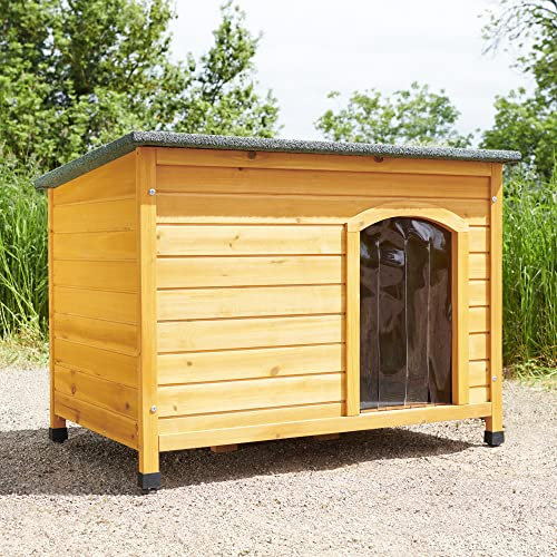 FeelGoodUK Medium Wooden Dog Kennel Tongue And Groove Panels, Lift Up Roof, Wind Protector Ideal For Medium Breeds