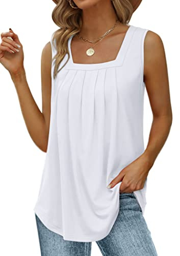 Womens Tops Dressy Casual Summer Shirts Long Tank Tops for Leggings Spring Fashion 2026 White XL