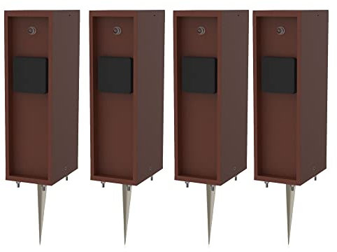 Novatool 4X Steckdosensäule 3-Fach außen Braun Edelstahl eckig IP44 mit Erdspieß Steckdose Aussen Gartensteckdose Outdoor Steckdosensäule Garten Steckdosenturm