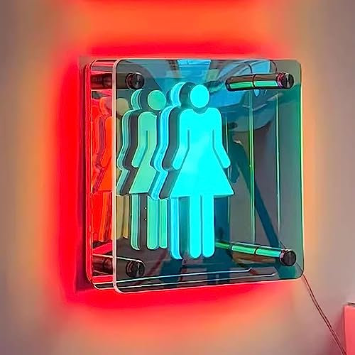 Insegna luminosa a LED per toilette, luci al neon per WC con montaggio a parete, per la decorazione della parete d'ingresso del bagno Negozio di bar personalizzato 25 * 25 cm / 9,8 * 9,8 pollici