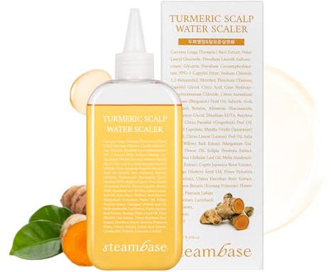 STEAMBASE Turmeric Scalp Water Scaler | Scalp Exfoliator for Itchy Dry Scalp, Thinning Hair, Buildup Remover, Treatment for Excess Sebum Oily Greasy Hair | Korean Hair Care Products, 8.45 fl oz