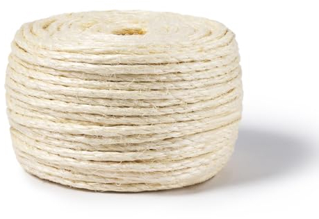 Natural Sisal Rope for Cat Scratcher and Scratching Post 1/4 Inch, 100 Feet