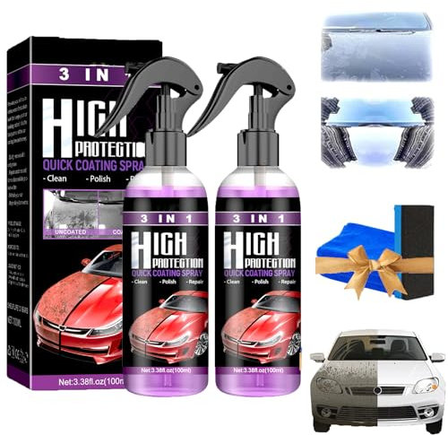 3 in 1 Beschichtungsspray, 3-in-1 Hochleistungs-Schnellauto-Beschichtungsspray, High Protection 3in1 Spray, 3 in 1 Beschichtungsspray Original, Keramikversiegelung Auto (2Stück)