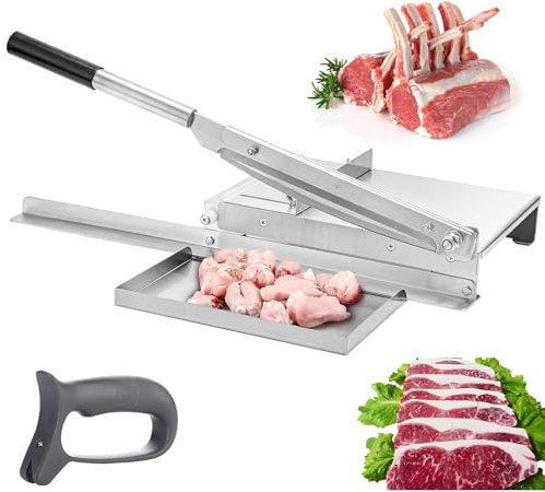 WADPP Cortador Manual de Carne de Costillas, Cuchilla de Carne de Hueso de Acero Inoxidable, Cortadora Resistente para Pescado, Pollo, Carne de Res, Carne Congelada, Verduras, Cortadora de Alimentos