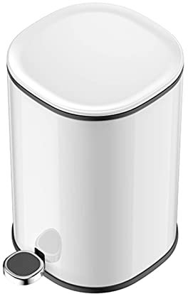 Poubelle blanche de 5 L avec pédale – Poubelle simple couverte pour la maison, la chambre à coucher, la salle de bain, le salon, la cuisine et le bureau – Corbeille à papier élégante