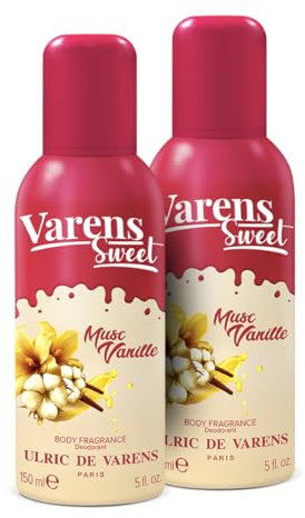 ULRIC DE VARENS - Body Fragrance Varens Sweet Musc Vanille - Floral, Musc - Parfum & Déodorant Femme 2-en-1 - Vaporisateur - Spray - Lot de 2 x 150 ml