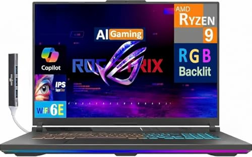 ASUS ROG Strix G18 Latest 2025 AI Gaming Laptop Copilot + PC 18 2.5K Nebula 240Hz Display (Ryzen 9 8940HX, GeForce RTX 5070 8GB, 32GB DDR5, 8TB SSD, RGB KB, WiFi 6E, BT 5.4, Win 11 Home) w/DKZ Hub