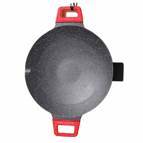 YIGECHENXIN Sartén eléctrica portátil con Control de Temperatura, Revestimiento Antiadherente de mármol 30-40 cm para Barbacoa sin Humo Fácil de Colgar y Guardar,40cm