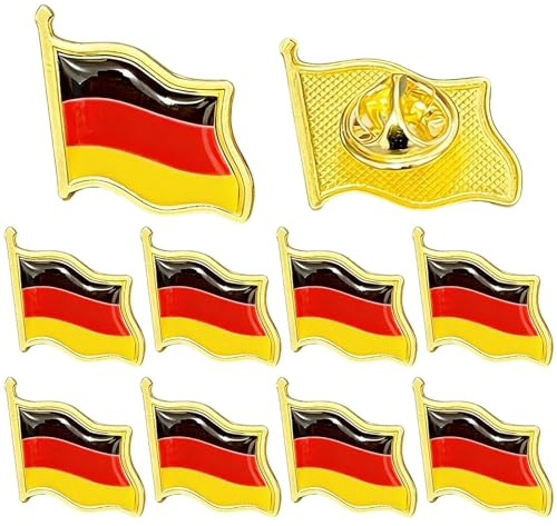 10-Stück Deutschland Flaggen Anstecker,Nationale Abzeichen Badge,Deutsche Flagge Pin,Kleine Flaggenknopfnadeln,Deutschland Nationalflagge Metall Brosche,Deutschland Anstecknadel aus Metall und Emaille