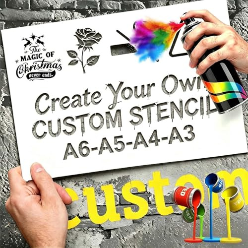 Plantillas stencil personalizadas para pintura Crea tu propia plantilla con logo y texto Plantillas cortadas al láser de precisión para, madera, tela y más de (stencil plantillas01)