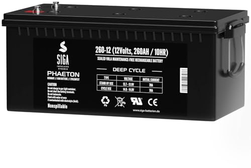 SIGA Akku 12V 260Ah AGM Batterie Solarbatterie ersetzt 280Ah 300Ah