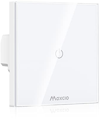Interrupteur Connecté WiFi, Maxcio Interrupteur Mural WiFi de Lumière Compatible avec Alexa et Google Home, Interrupteur Intelligent avec Écran Tactile, Timer et Partager [FIL NEUTRE OBLIGATOIRE]