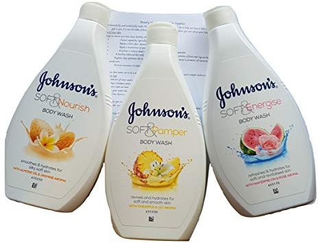 Johnson's Soft Body Wash 400ml Bottles 3 Great Flavours Pamper, Nourish & Energise with Exclusive Beauty Tips Sheet from Kingdom Supplies
