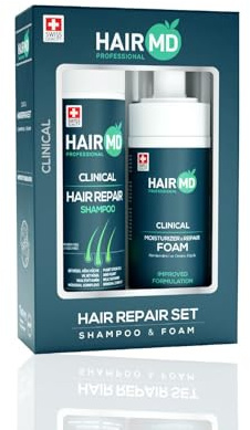 HairMD Hair Growth Shampoo & Foam Set - Hair Regrowth Set with 250 ml Regenerating Shampoo and 150 ml Repair Foam - Rich in Biotin, Keratin, Saw Palmetto - Suitable for All Hair Types