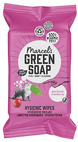 Marcel's Green Soap - Hygienic Moist Cleaning Wipes - Patchouli & Cranberry - Plant Based - Surface Wipes - Pack of 60