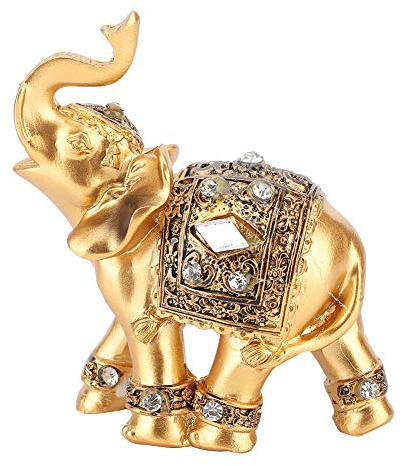 Elefantenstatuen, Goldene Deko Glückselefant Wohnkultur Gold Elefant Messing Dekorfiguren mit Rüssel nach Oben Reichtumsgeschenk Ostern Deko Geschenk für Kunsthandwerk Schreibtisch Glücks Geburtstags