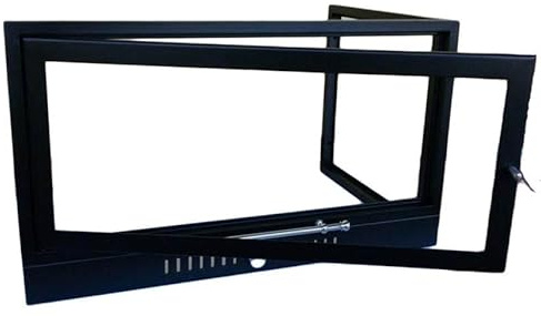 Generic Keramiskt glas L SPORT 760° X kamin kamin vedkamin dörr (68 x 48 H 55, kromhandtag)