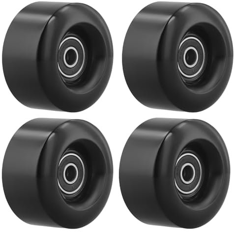 4 Stück Quad-Skate-Ersatz, Inline Skate Teile Räder, Skateboard Rollen 58*32mm, Quad Rollschuhe Ersatz Rollen, PU Räder mit Lagern, Longboard Rollen für Außen Innen Doppel Skating Skateboard (Schwarz)