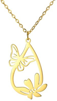 Dreamtimes Schmetterling Anhänger Halskette Gänseblümchen Halskette Boho Bohemian Sonnenblume Halskette für Frauen Tier Halskette Muttertag Schmuck (Gänseblümchen-Gold)
