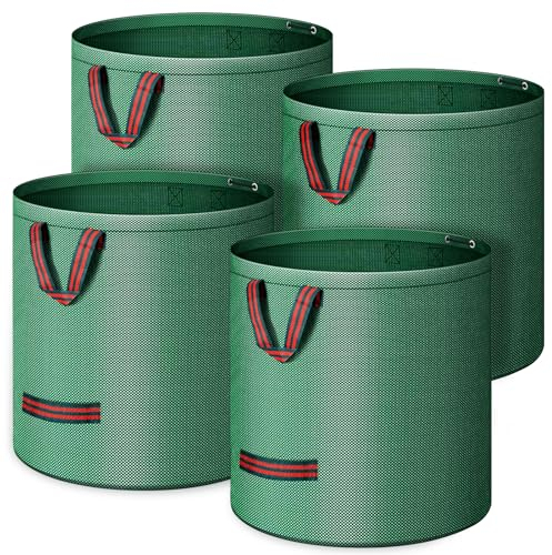 Zeawavsl 4 Sacchetti per rifiuti da Giardino da 272 Litri, Sacchetti per Foglie, Pieghevoli, Lavabili, Realizzati in Tessuto di Polipropilene da 150 g/m², Adatti per Foglie, Erba, rifiuti da Giardino