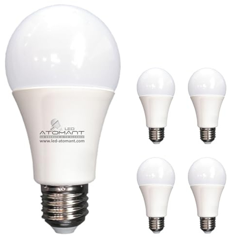 LED ATOMANT 5x Bombilla LED E27 A60 10W Color Luz Neutra 820lm | Casquillo grueso