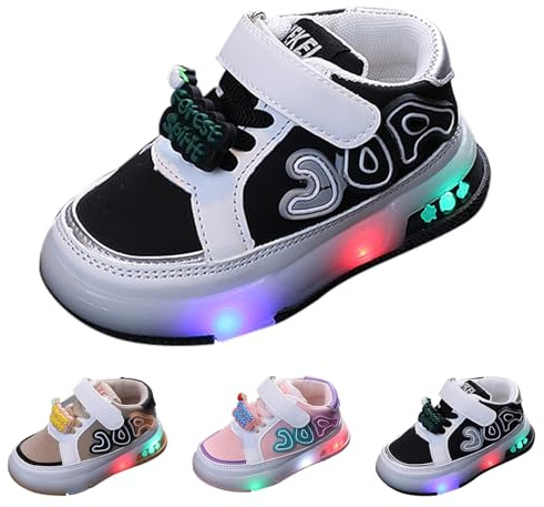 Zapatos con Luces Niño Deportivas Transpirables Zapatillas de Correr Cómodos Casual con Rasgos Y Luces Zapatos Luces LED Malla Luminosas Zapatos para Niños Tenis Iluminados Zapatillas de Deporte