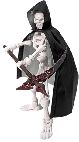 Rrlihjgu Actionfigur des Schädels, Spielzeugfigur Skelett – Totenkopfstatue für die Innendekoration, Skulptur mit, Mantel, Bauspiel für die Schlacht