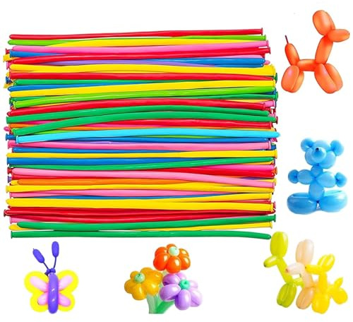 AUNGKWANG 100 Piezas Globos Largos, Colorido Globo Formas, Globos Mágicos, Globo Largo del Látex, para Niño Fiestas de Cumpleaños, Bodas, Aniversarios y Celebraciones
