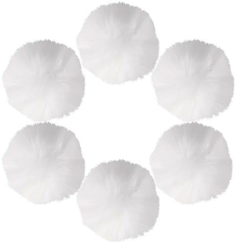 6 Pièces Pompons, Rond Pompon Fausse Fourrure Balls, 7cm Colorés Ponpon Duveteux Décorer pour Bonnet écharpes Sac Arbre de Noël Porte-Clés Pompom Accessoires 3 Couleurs (Blanc)
