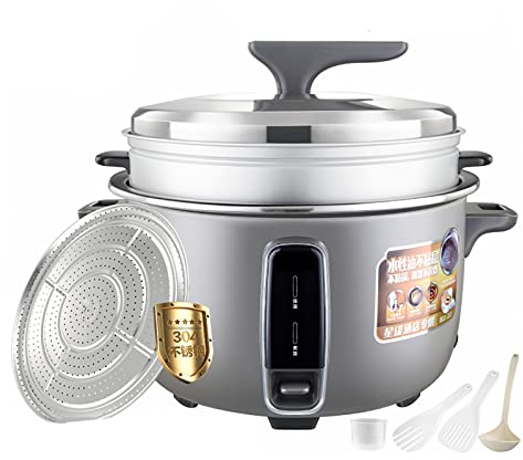 Cuociriso con vaporiera (8-30L) Commerciale Antiaderente Grande, Isolamento Automatico, per Hotel, ristoranti, Mense, 220-240V USA/UE (19L)