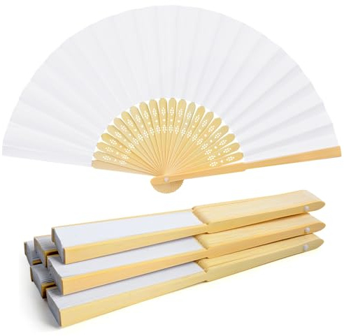 PLECUPE 36 Pack Wedding Fans for Guests, Paper Fans Handheld, Folding Fan White Hand Fan Folding, Wedding Gift, Party Favors, DIY Decoration