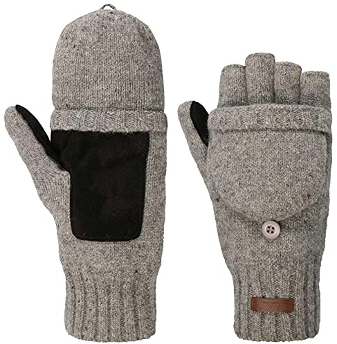 Barts Haakon Fingerless Ullhandskar Herrar - vantar handskar utan fingrar stickade med foder Vinter höst-vinter - L/XL grå