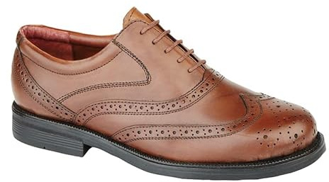 SCIMITAR Mens Gents Leather Wide Fit Brogues Shoes Size 6-14 Brown (8)