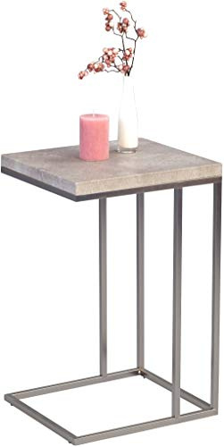 M2 Kollektion Beistelltisch Guido, Gestell Metall Edelstahloptik, Deckplatte Dekor Betonoptik, 28mm