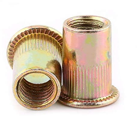 Rivetti Filettati Acciaio al Carbonio Filettato Piatto Perno Dado (M4 100 pezzi)