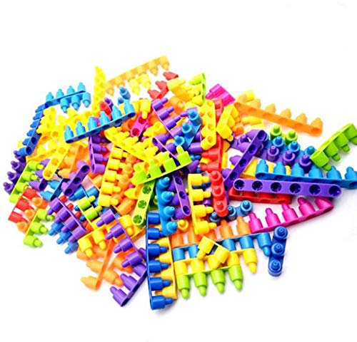 Tubayia Bausteine Steckbausteine Montessori Pädagogisches Spielzeug Konstruktionsspielzeug für Kinder (50 Stück mit Tasche)